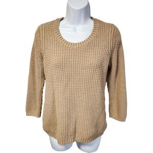 Banana Republic Gold Ribbed Sweater Size L Cotton/Cashmere, EUC